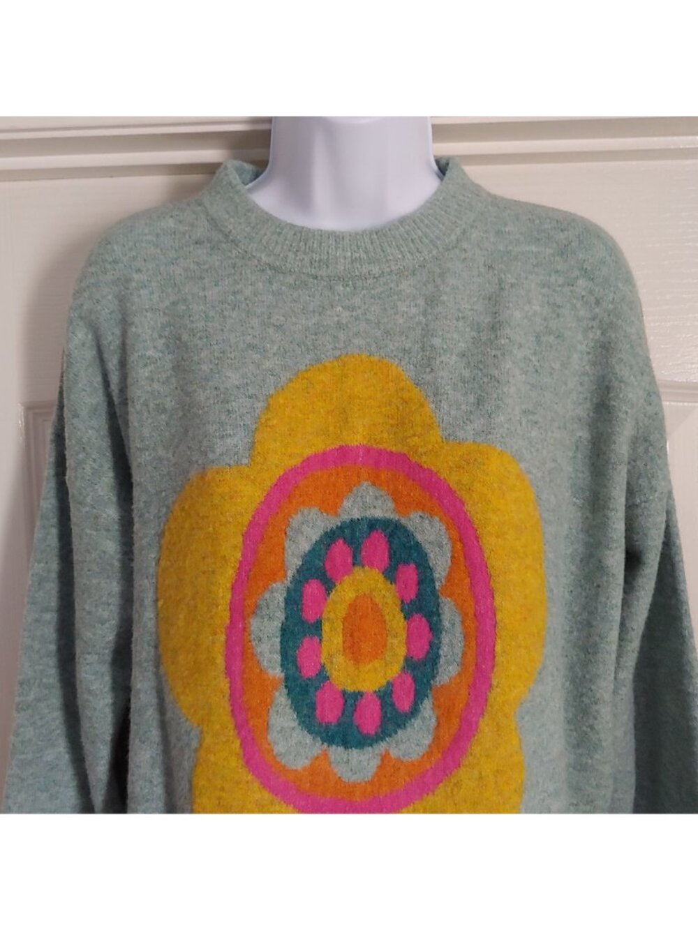 Natural Life Floral Intarsia Knit Sweater Cozy Boho Cottagecore Granola Girl Pul - Picture 4 of 12